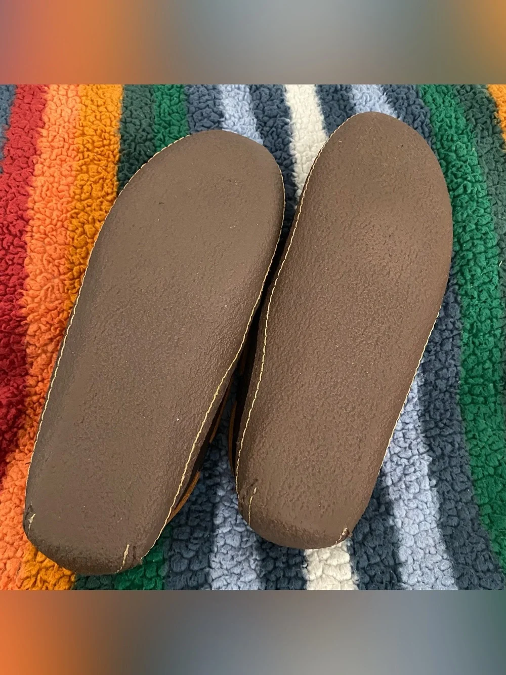 L.L. Bean Men's Handsewn Brown Leather Loafers Slip Ons sz 10 Lined Moccasins